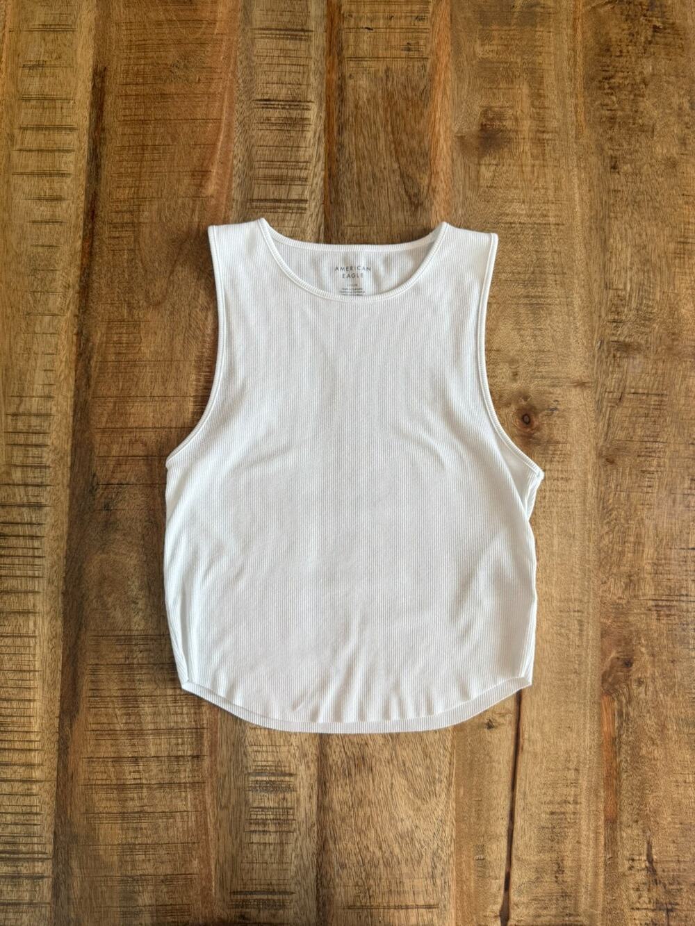 American Eagle Ribbed Tank Top Size L White Sleeveless Crop